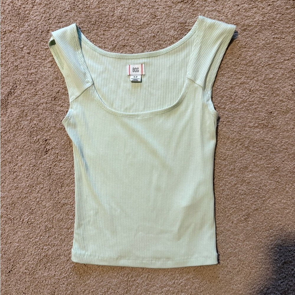 BDG Light Green Ribbed Tank Top